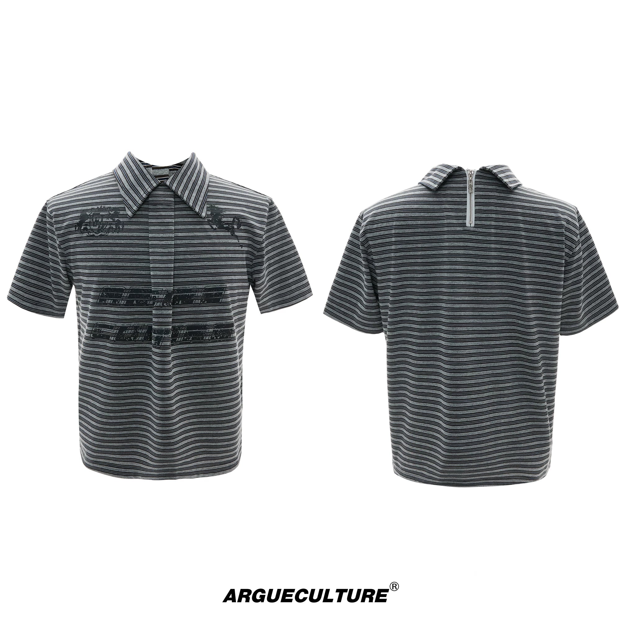 Contrast Stripe Polo Shirt with Horse Badge - Black Top
