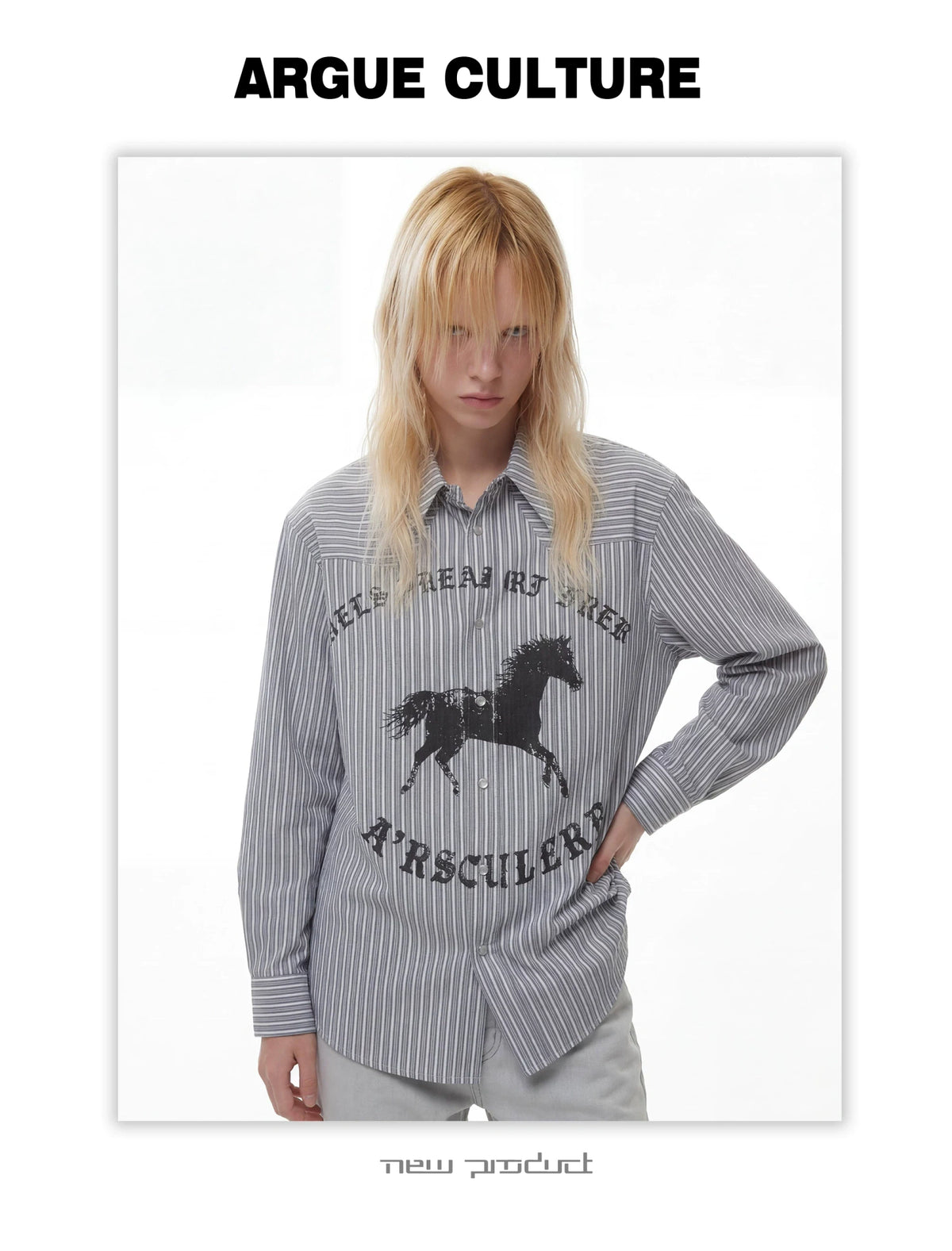 Loose Rhinestone Stripe Shirt with Metal Stud Details - description image 7