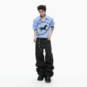 Loose Rhinestone Stripe Shirt with Metal Stud Details - main image 4