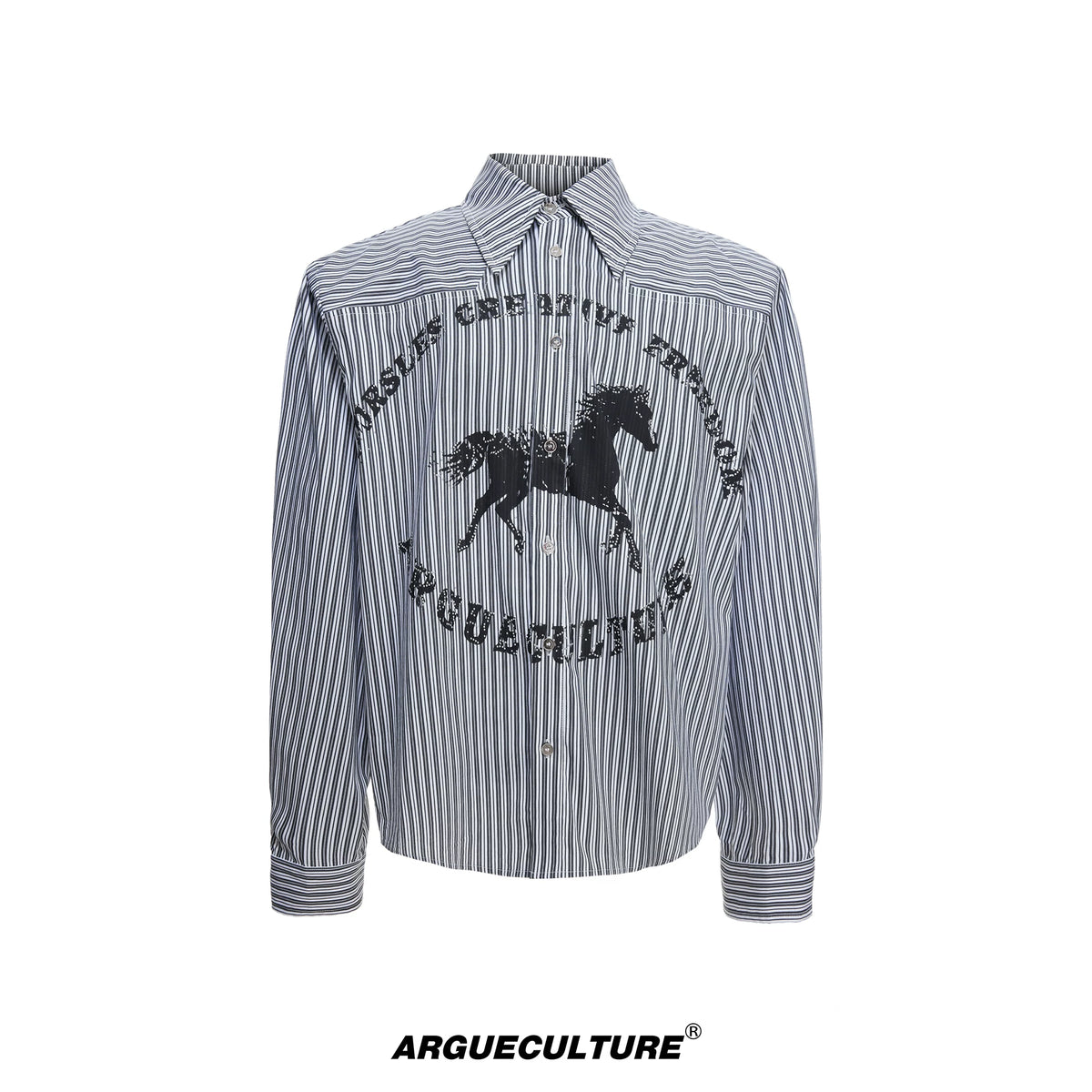 Loose Rhinestone Stripe Shirt with Metal Stud Details - Gray Top