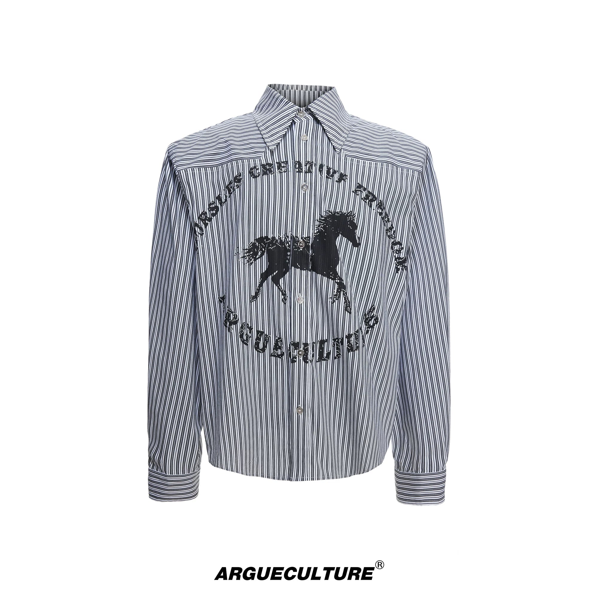 Loose Rhinestone Stripe Shirt with Metal Stud Details - Gray Top