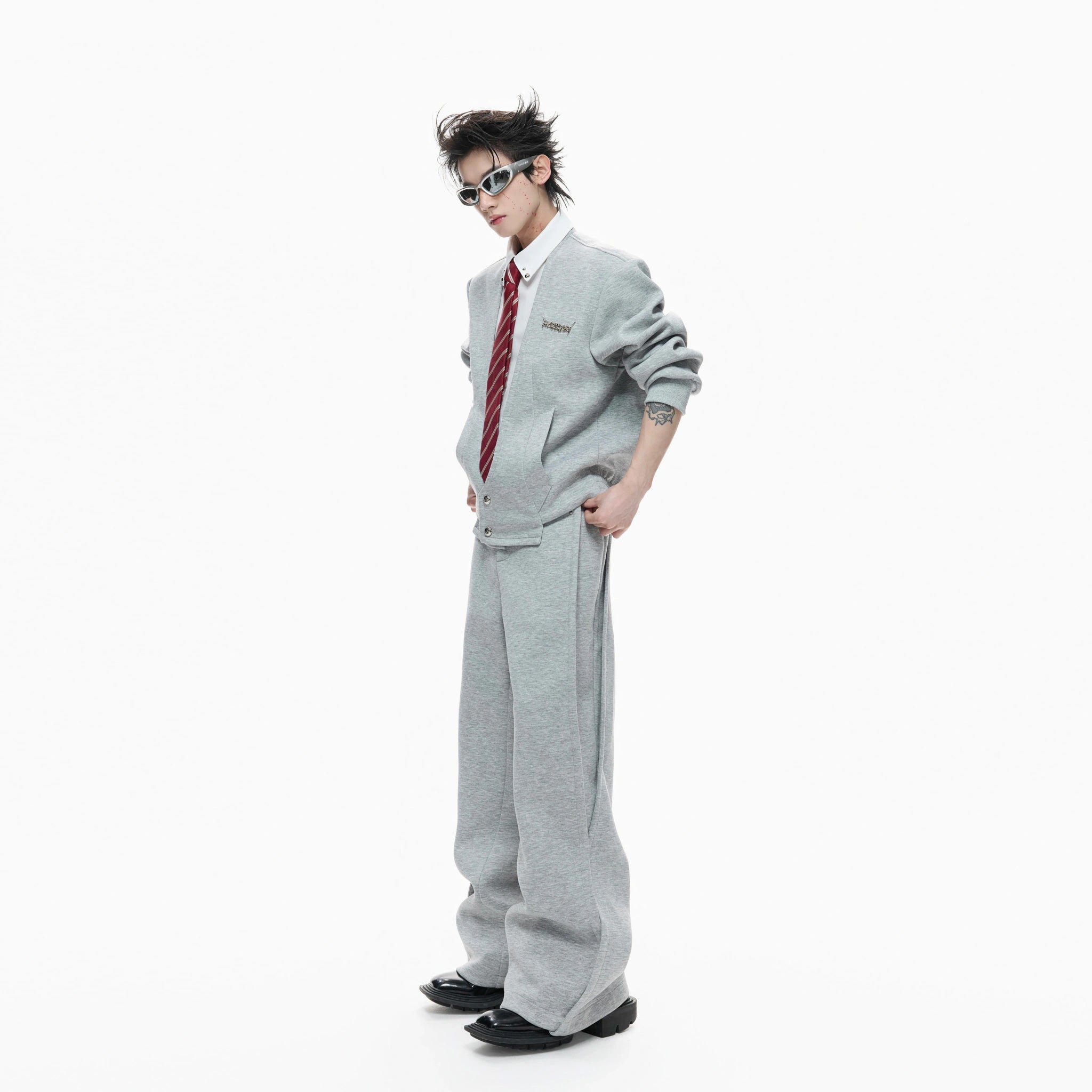 Layered V-Neck Cardigan Top and Pants Co-Ord - main image 1