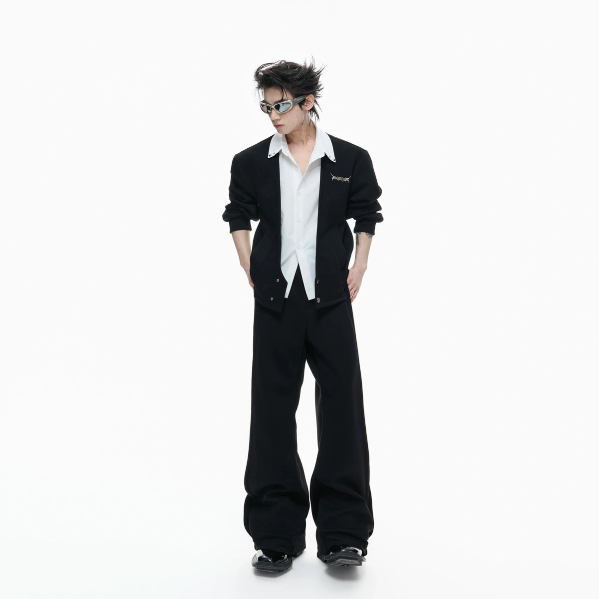 Layered V-Neck Cardigan Top and Pants Co-Ord - main image 4