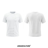Metal Stud Pleated Crewneck T-Shirt | Unisex Streetwear - White Top