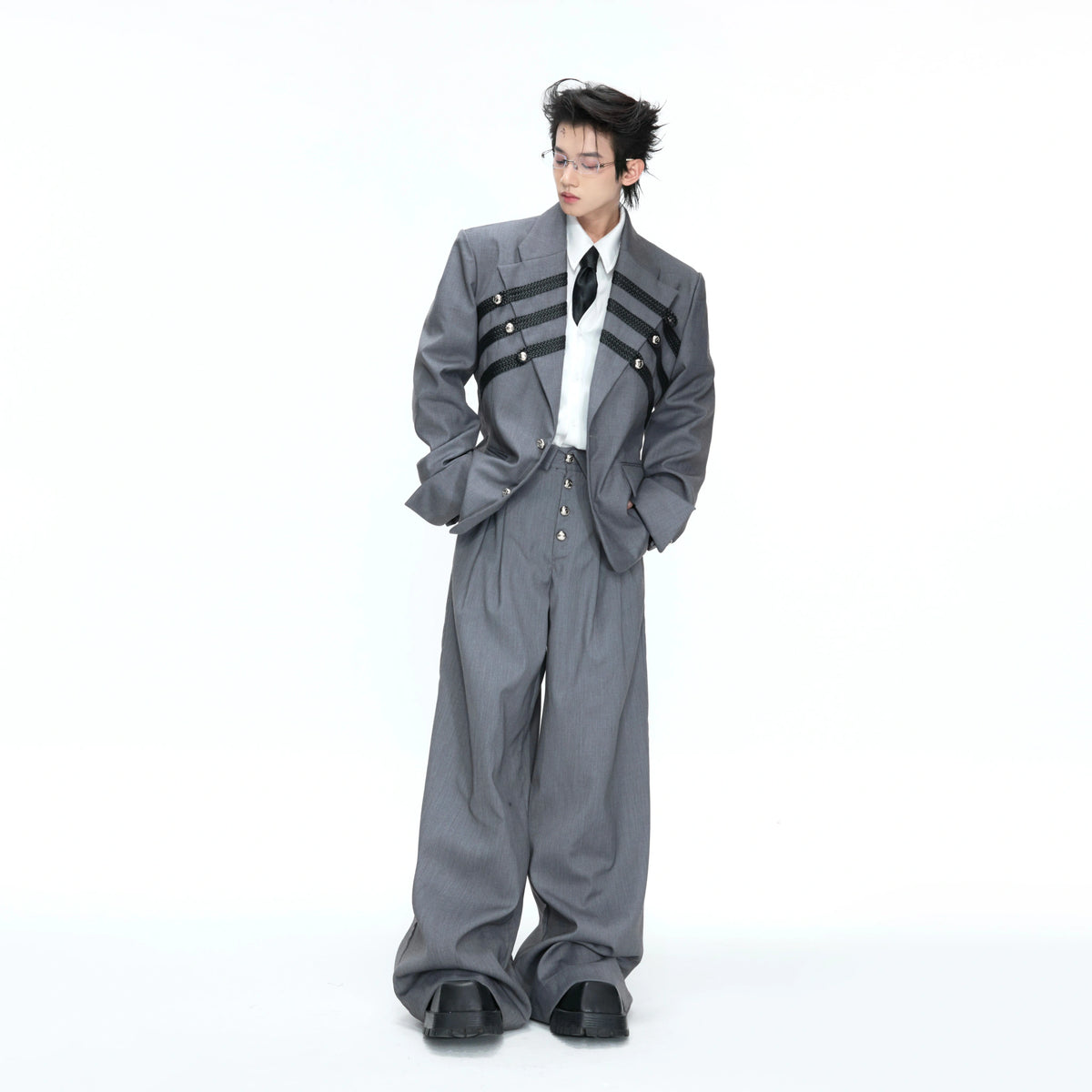 Metal-Detail Wide-Lapel Suit Separates | Avant-Garde - main image 5