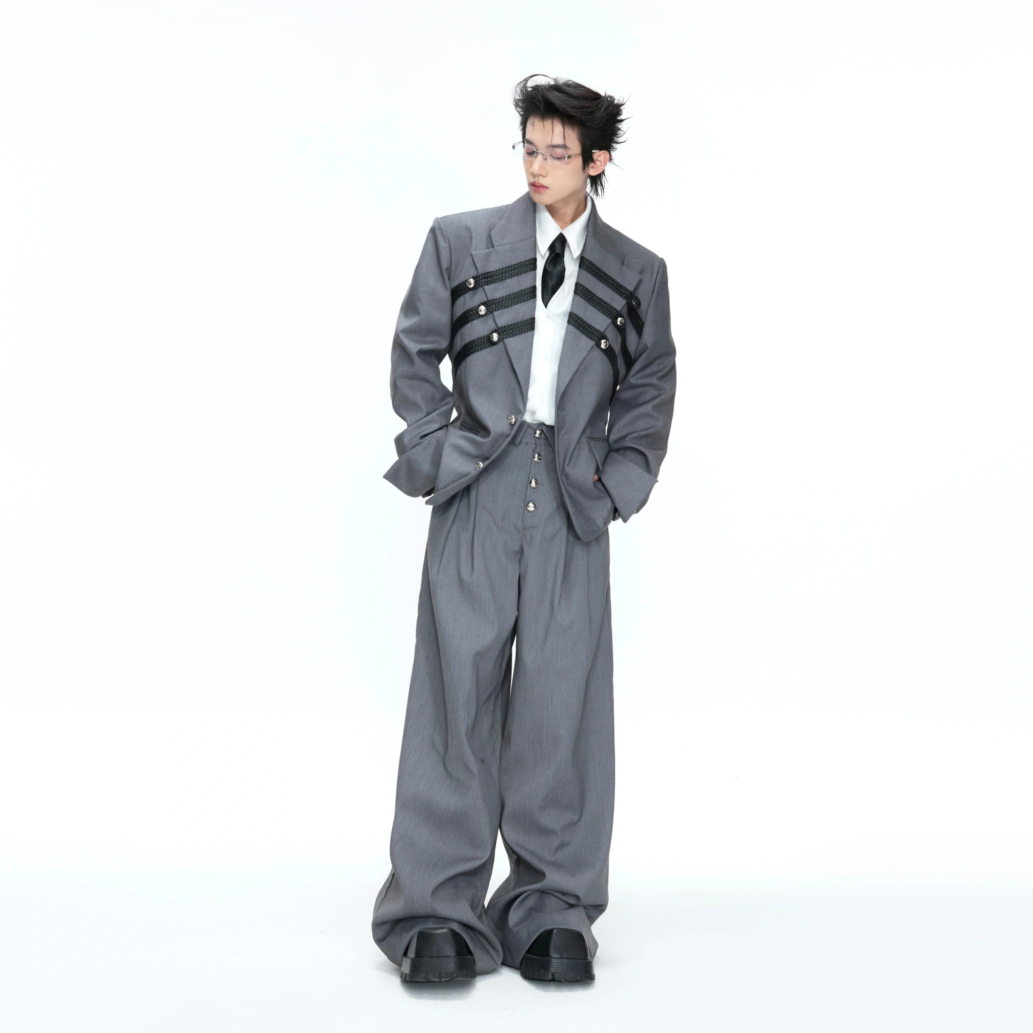 Metal-Detail Wide-Lapel Suit Separates | Avant-Garde - main image 5