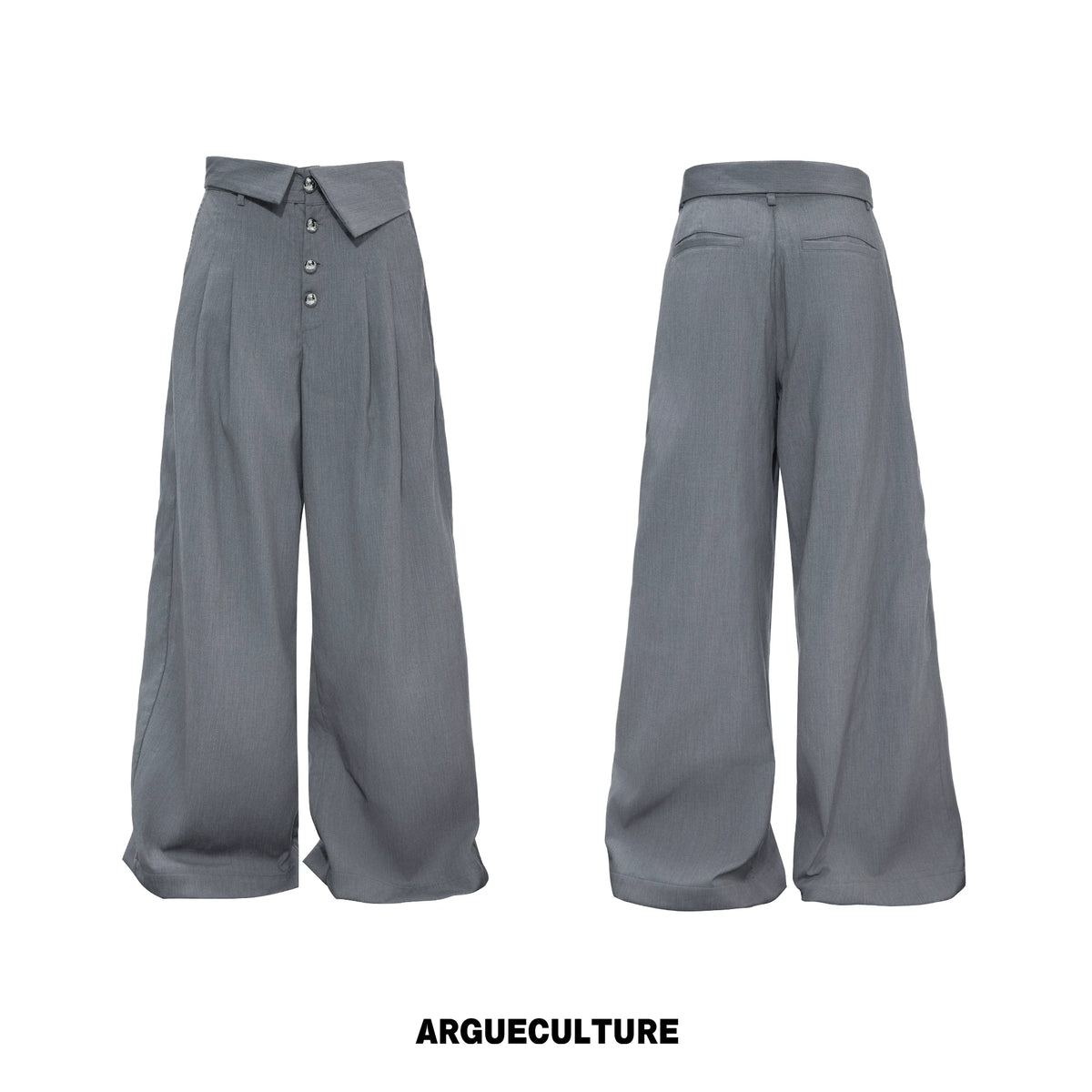 Metal-Detail Wide-Lapel Suit Separates | Avant-Garde - Gray Pants