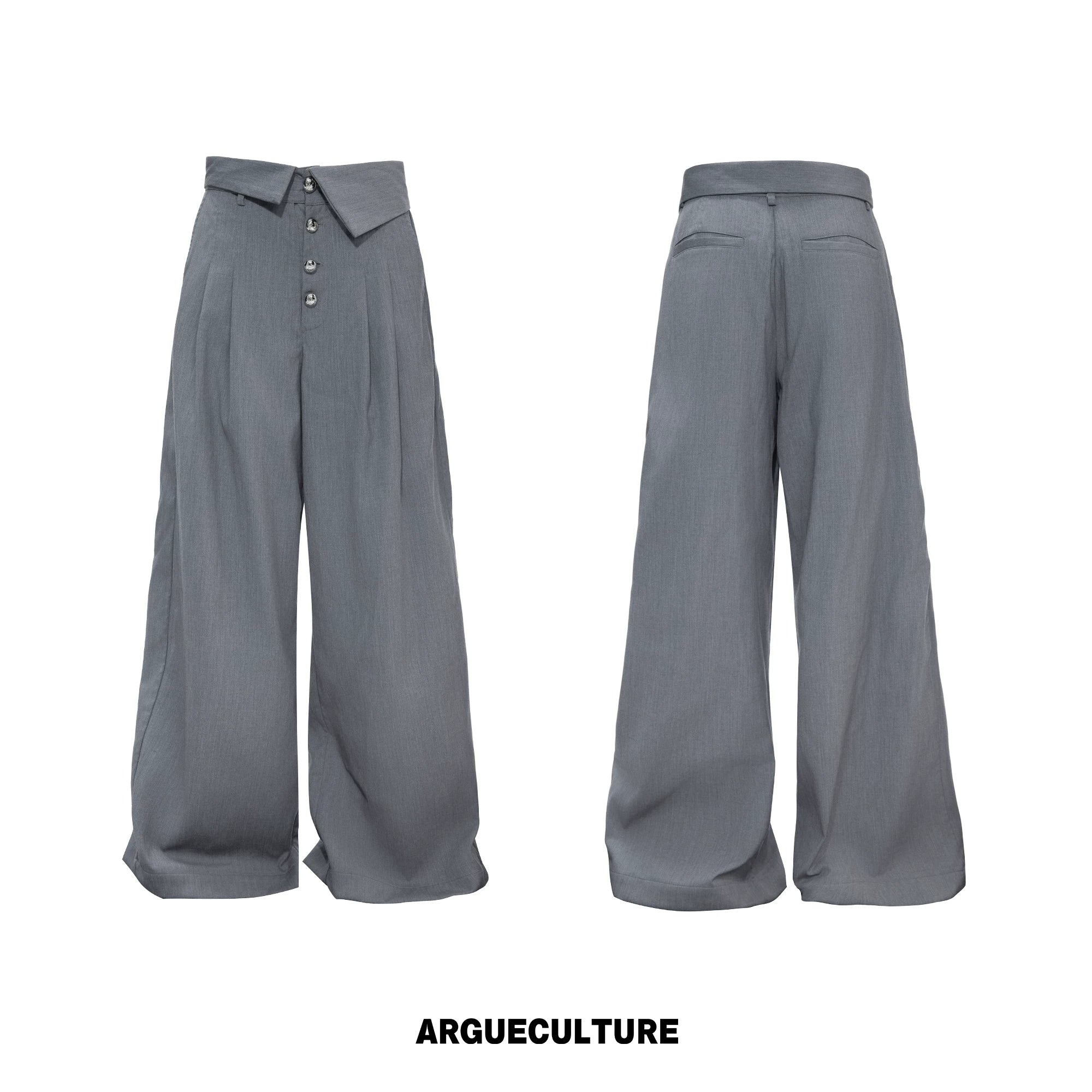 Metal-Detail Wide-Lapel Suit Separates | Avant-Garde - Gray Pants