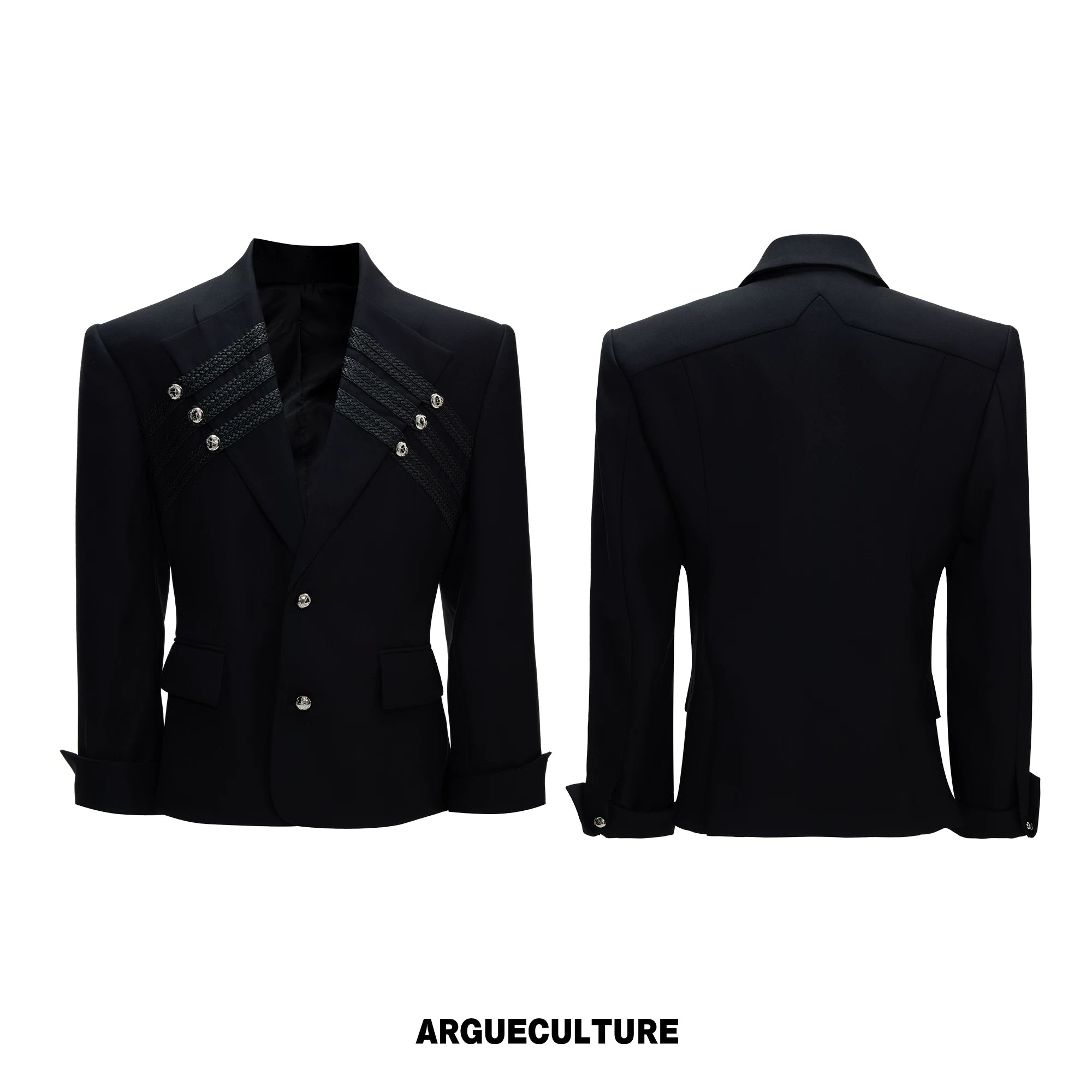Metal-Detail Wide-Lapel Suit Separates | Avant-Garde - Black Top