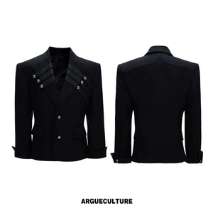 Metal-Detail Wide-Lapel Suit Separates | Avant-Garde - Black Top