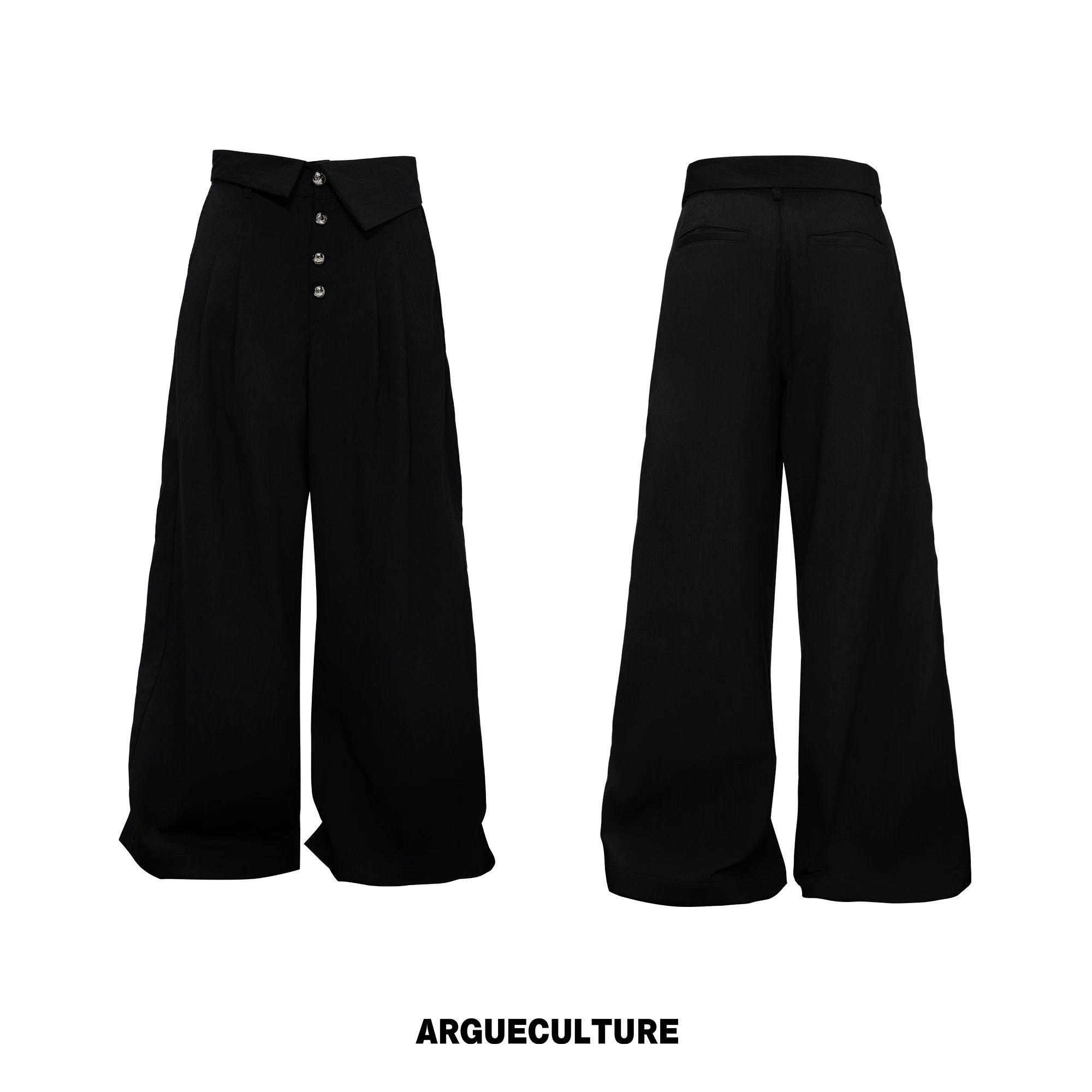Metal-Detail Wide-Lapel Suit Separates | Avant-Garde - Black Pants