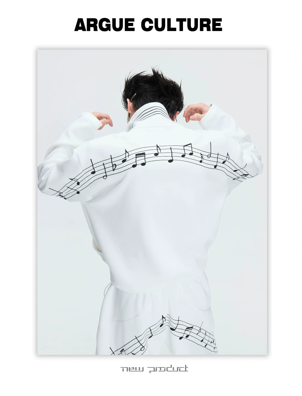 Music Note Embroidered Polo-Collar Top and Pants - description image 4