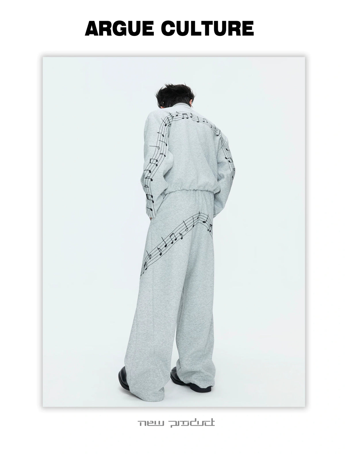 Music Note Embroidered Polo-Collar Top and Pants - description image 6