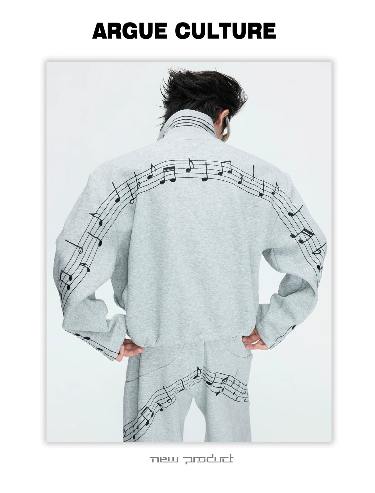 Music Note Embroidered Polo-Collar Top and Pants - description image 14
