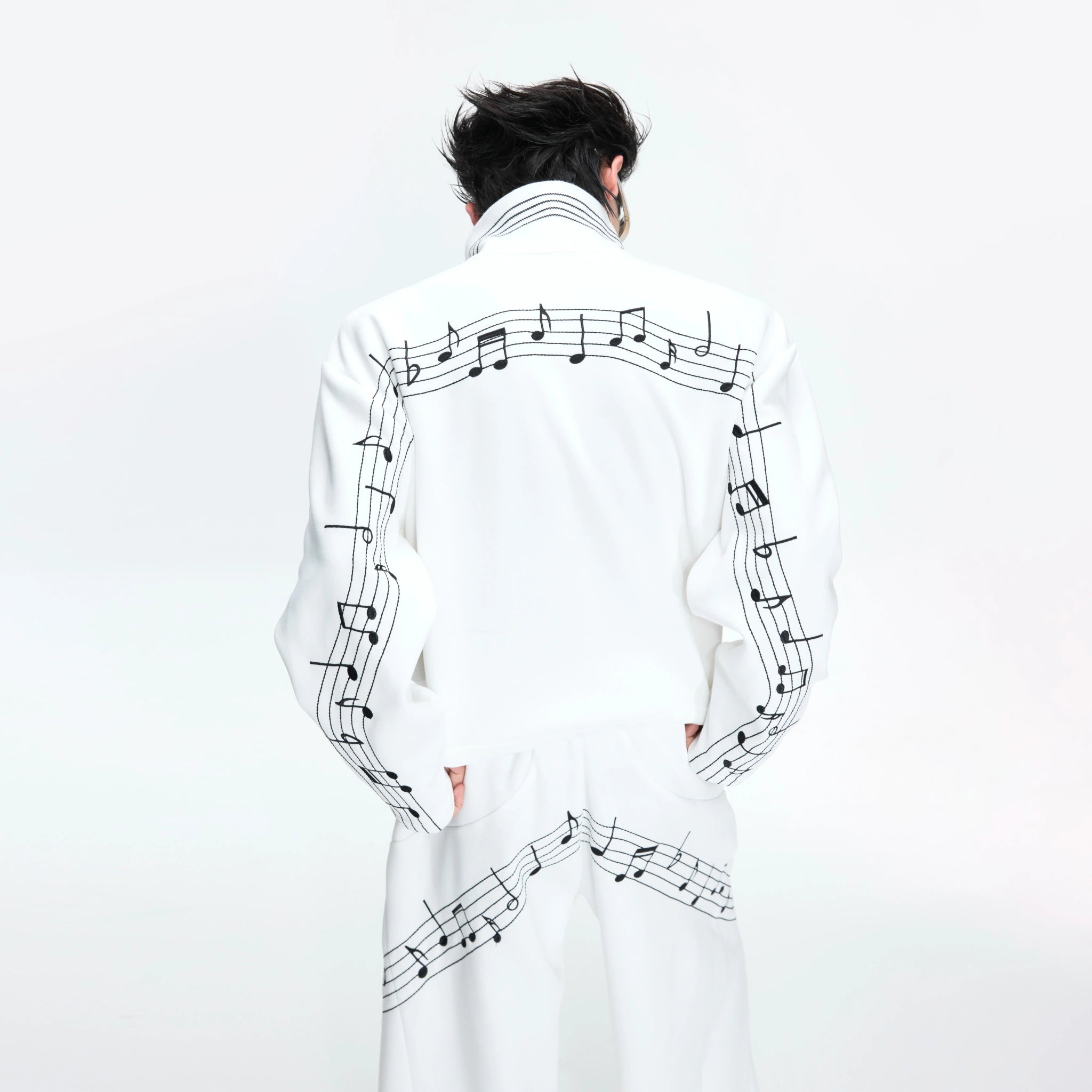 Music Note Embroidered Polo-Collar Top and Pants - main image 1