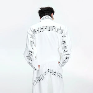 Music Note Embroidered Polo-Collar Top and Pants - main image 1