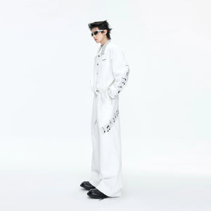 Music Note Embroidered Polo-Collar Top and Pants - main image 2