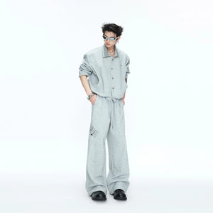 Music Note Embroidered Polo-Collar Top and Pants - main image 3