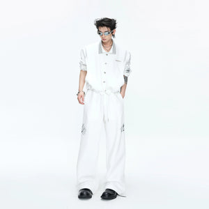 Music Note Embroidered Polo-Collar Top and Pants - main image 4