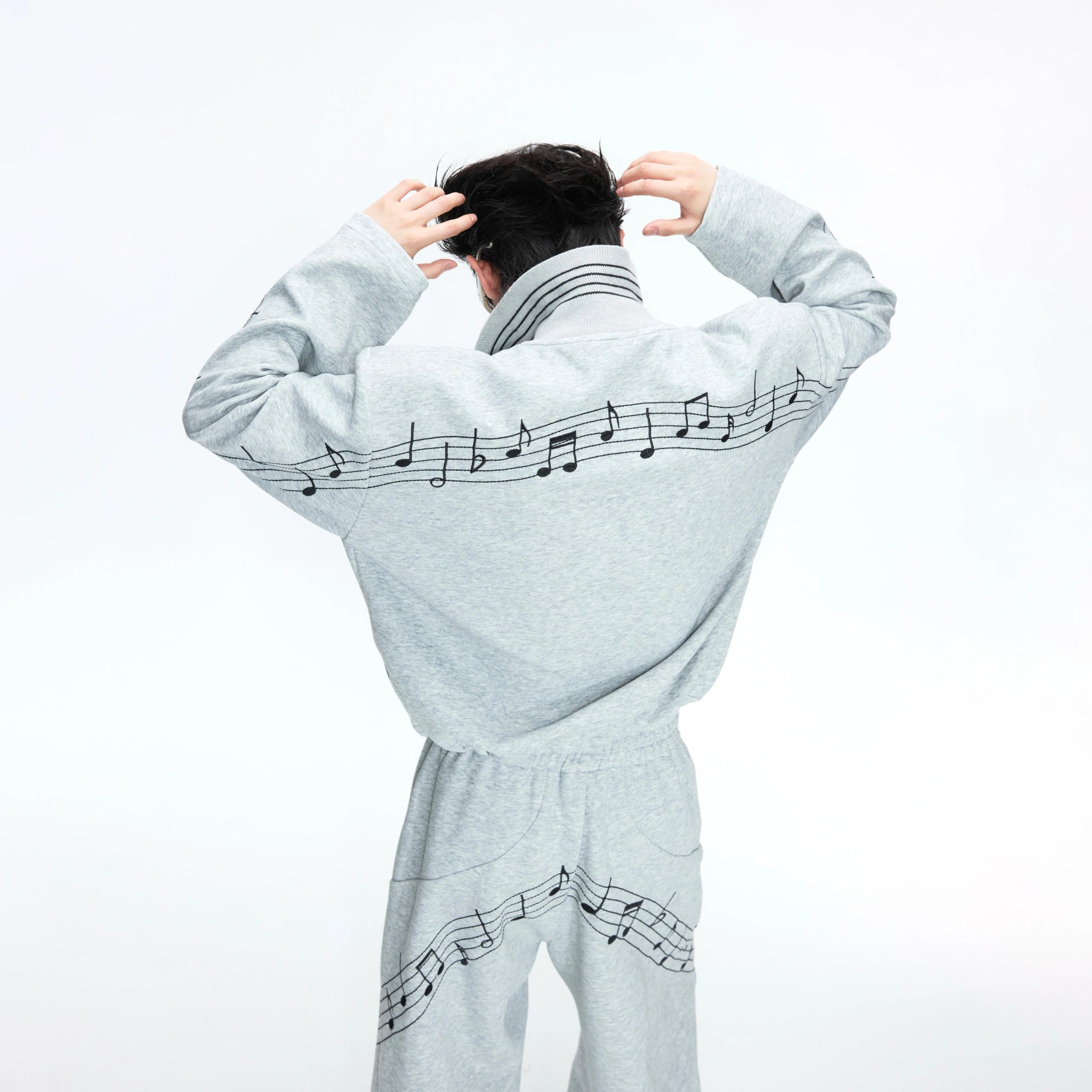 Music Note Embroidered Polo-Collar Top and Pants - main image 5