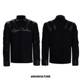 Structured Black Spliced Polo Shirt | Long Sleeve - Black Top