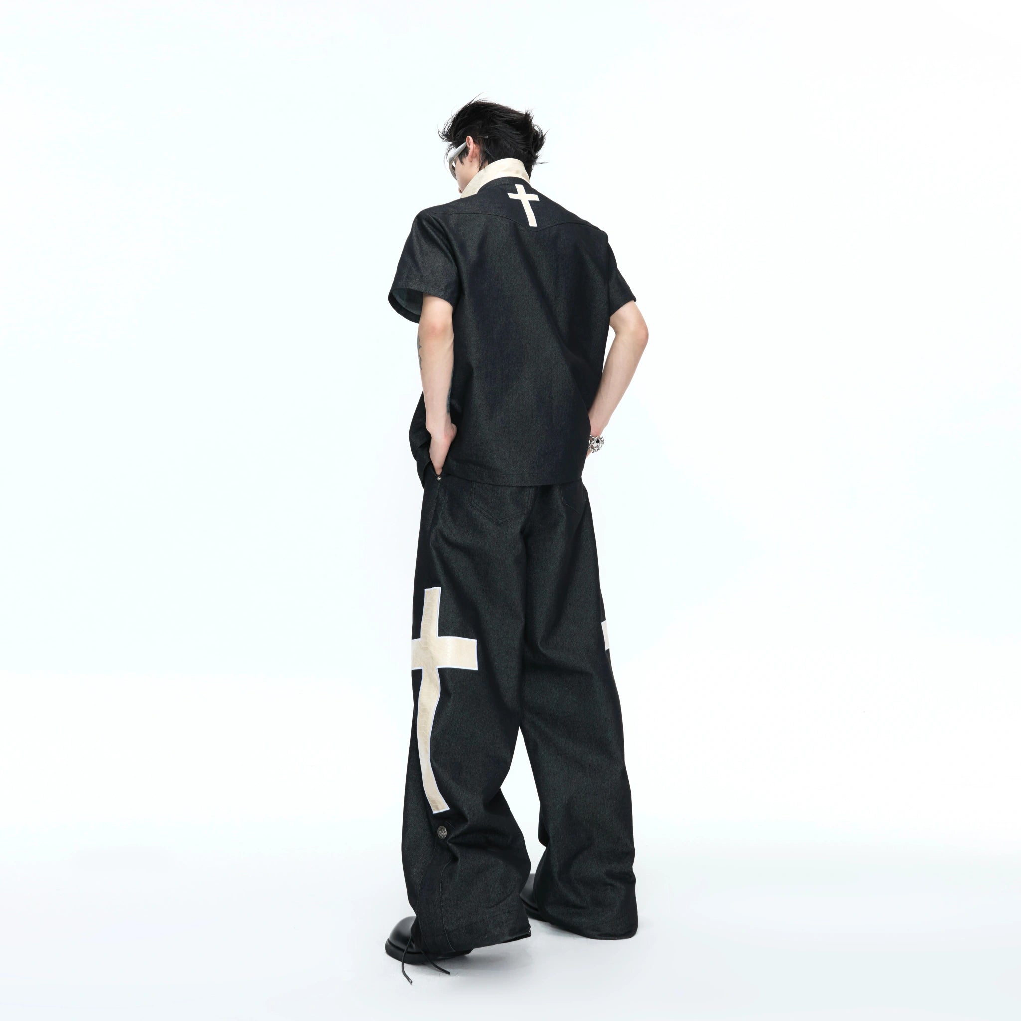 Cross-Detail Double-Breasted Cotton Polo Set - main image 2