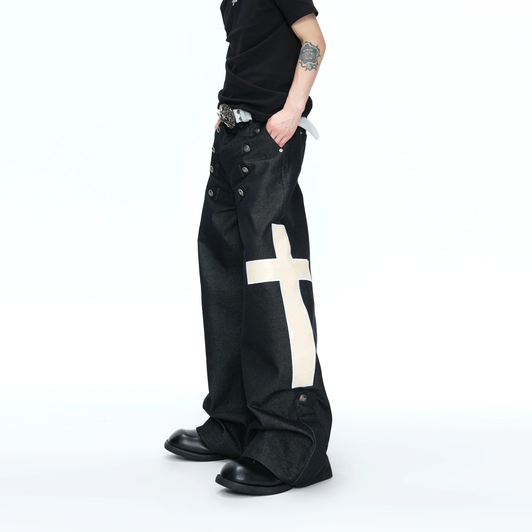 Cross-Detail Double-Breasted Cotton Polo Set - main image 5
