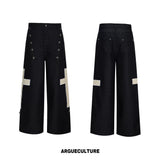 Cross-Detail Double-Breasted Cotton Polo Set - Black Pants