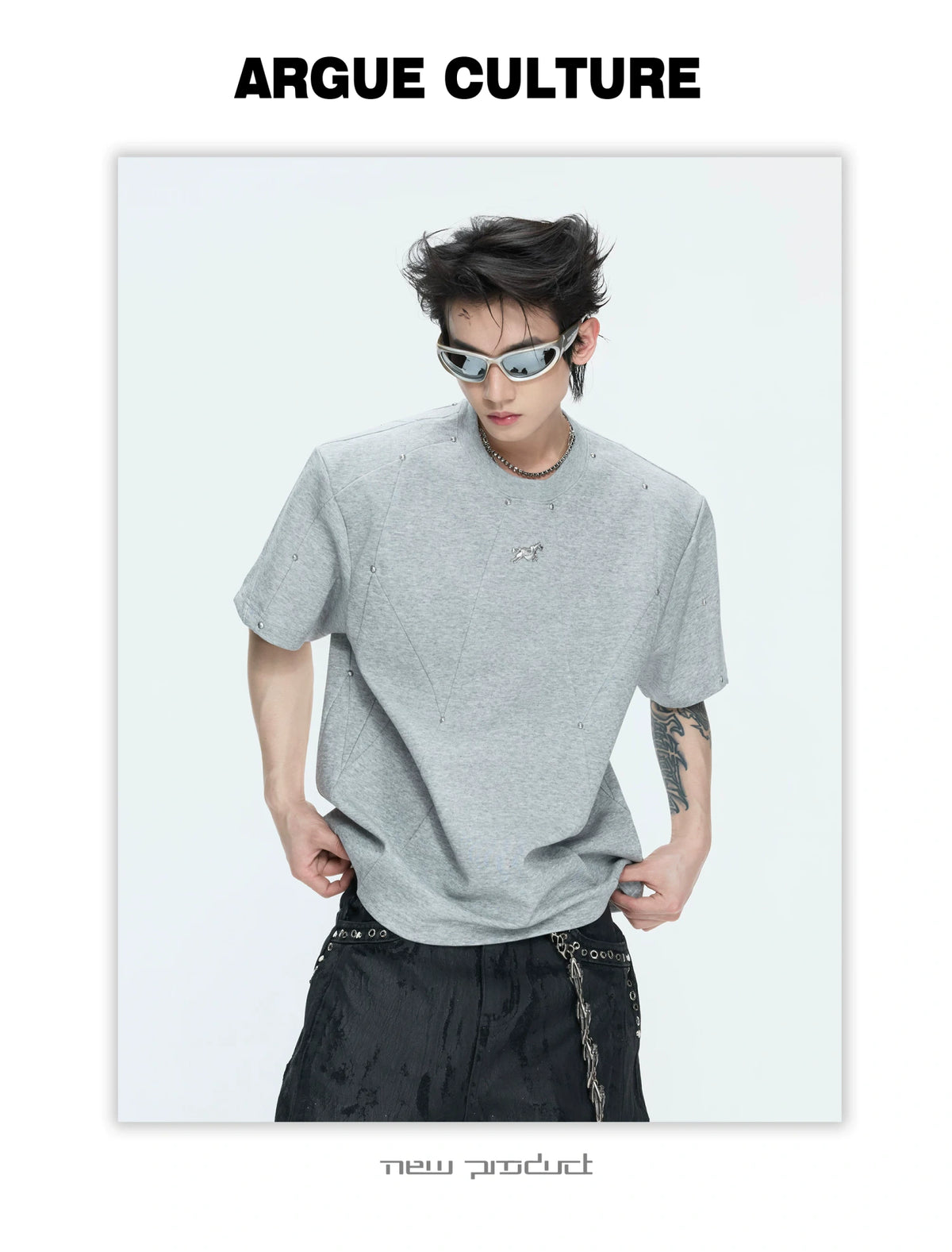 Rivet-Detail Boxy T-Shirt | Unisex Avant-Garde Style - description image 11