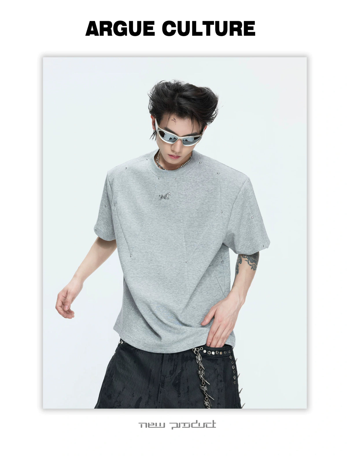 Rivet-Detail Boxy T-Shirt | Unisex Avant-Garde Style - description image 13
