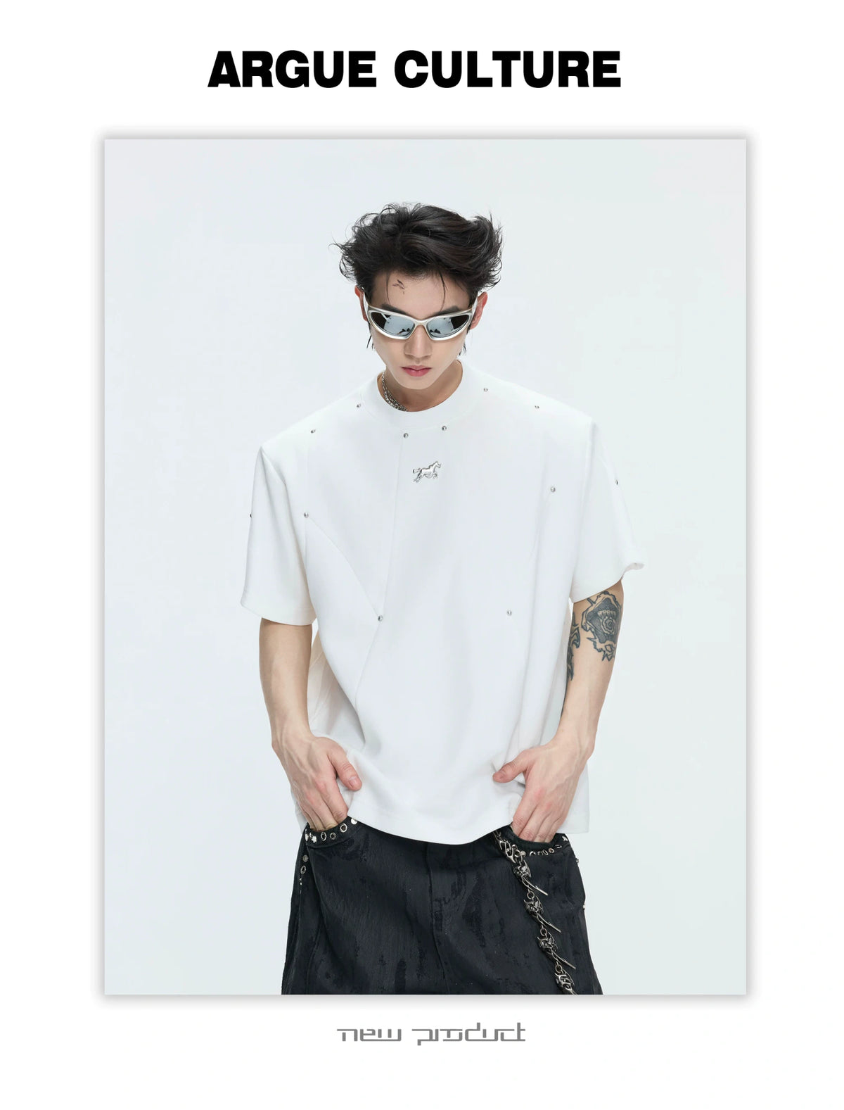 Rivet-Detail Boxy T-Shirt | Unisex Avant-Garde Style - description image 16