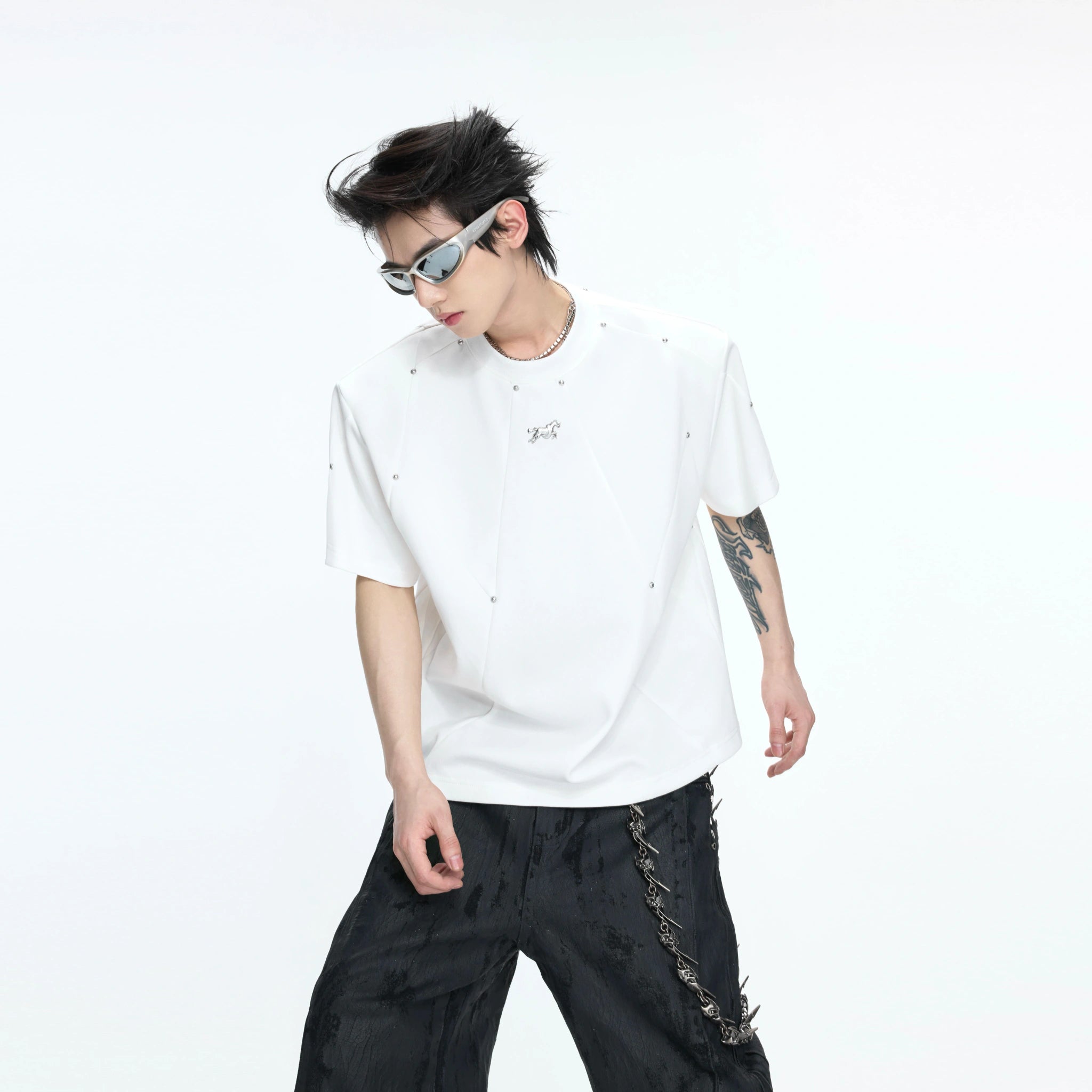 Rivet-Detail Boxy T-Shirt | Unisex Avant-Garde Style - main image 2