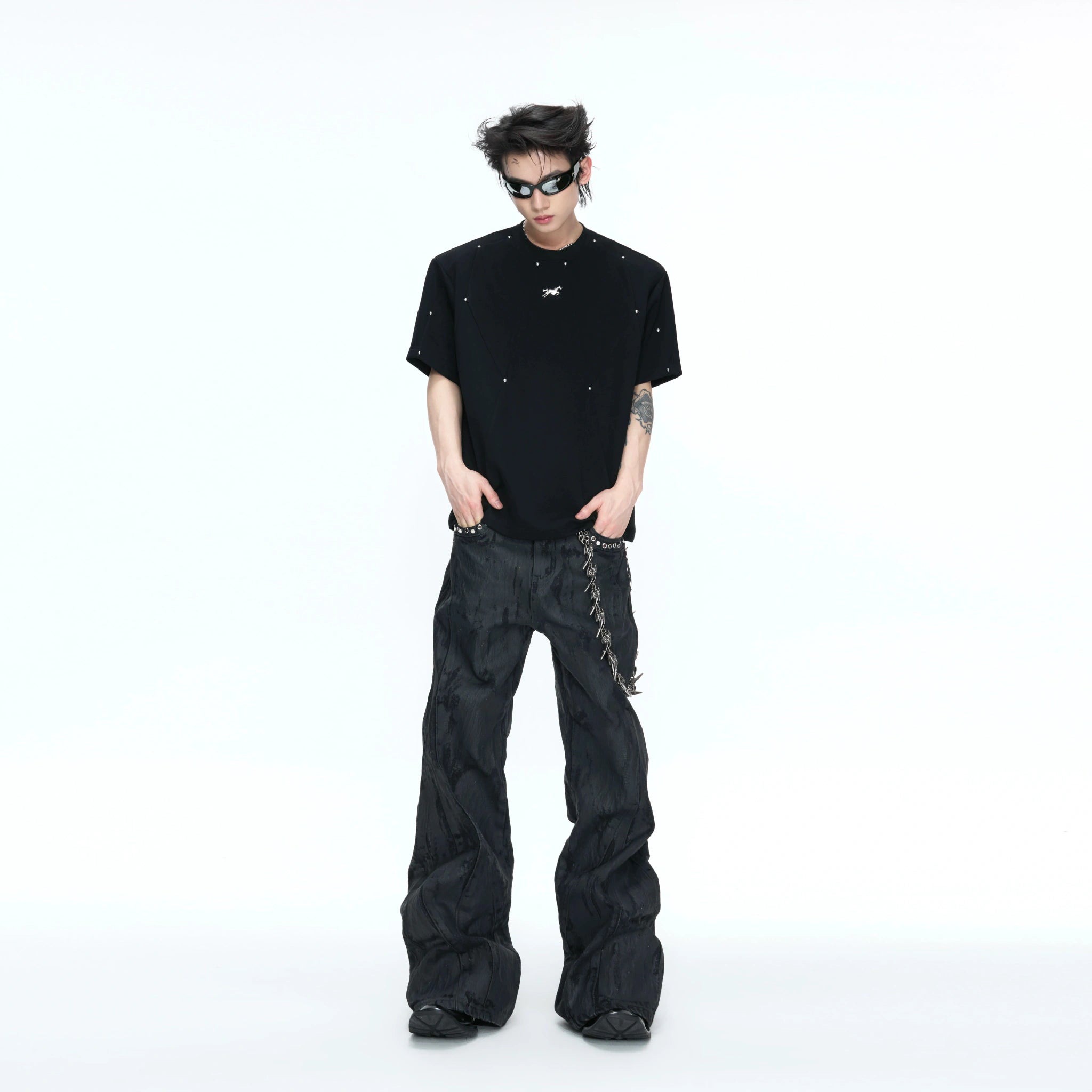 Rivet-Detail Boxy T-Shirt | Unisex Avant-Garde Style - main image 3