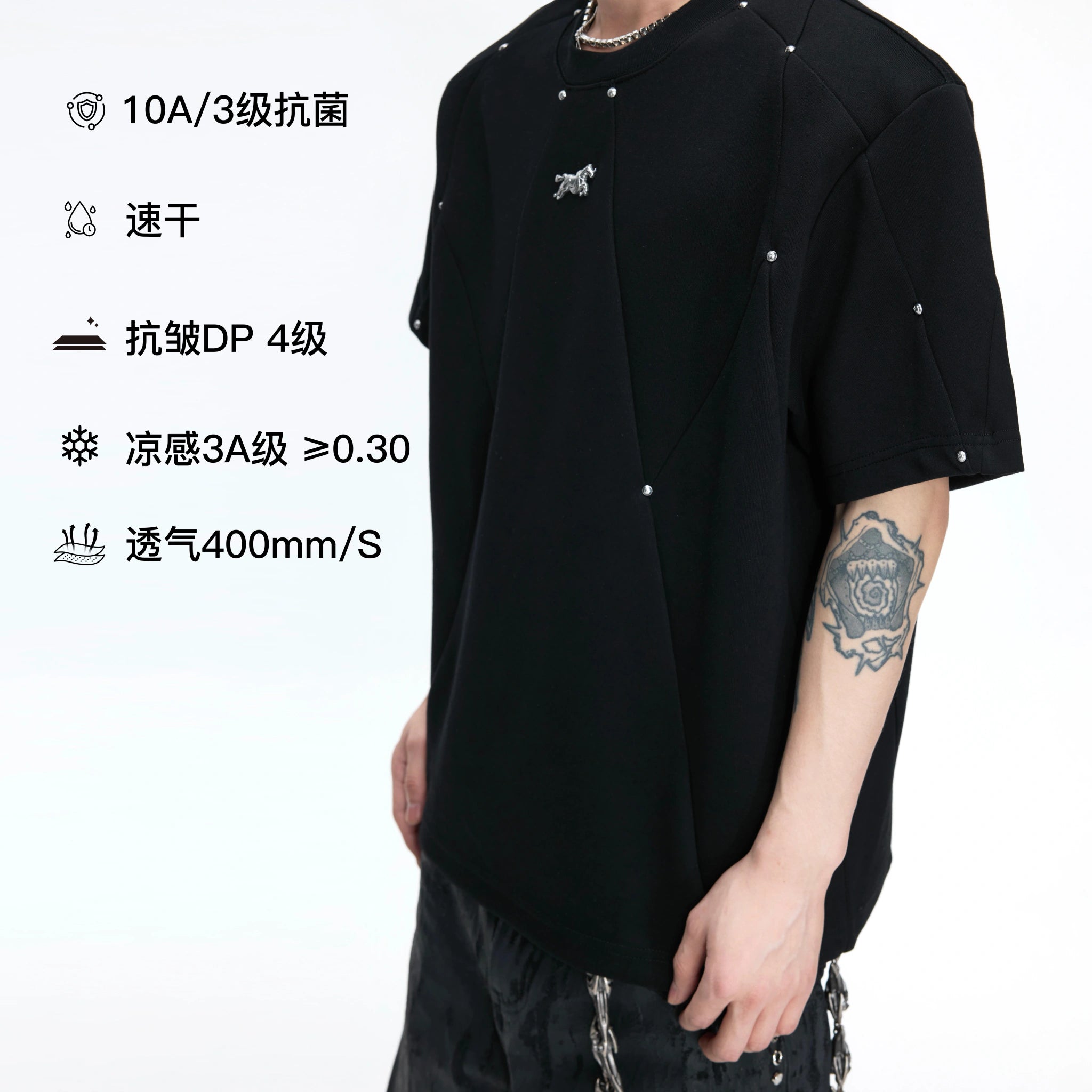 Rivet-Detail Boxy T-Shirt | Unisex Avant-Garde Style - main image 4