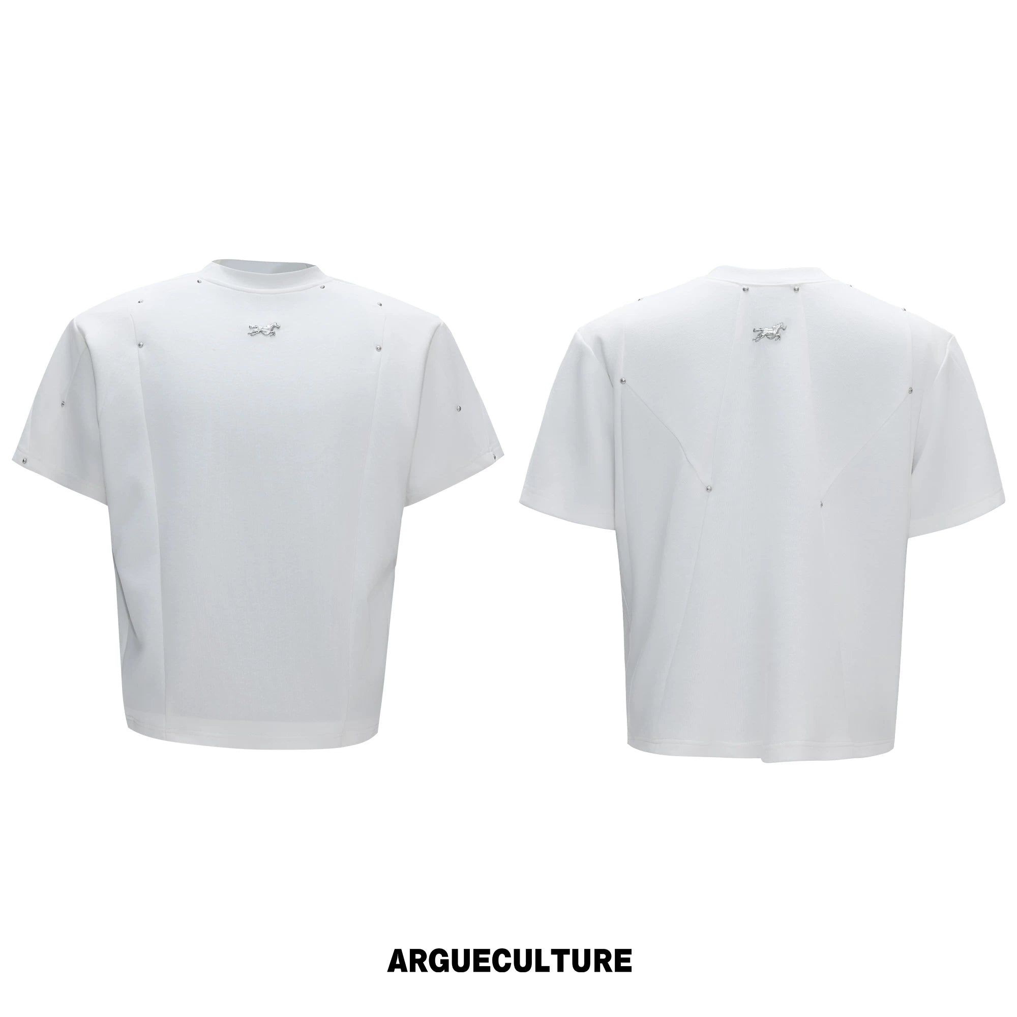Rivet-Detail Boxy T-Shirt | Unisex Avant-Garde Style - White Top