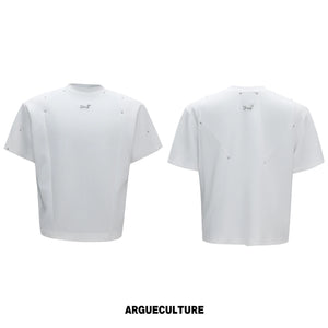 Rivet-Detail Boxy T-Shirt | Unisex Avant-Garde Style - White Top