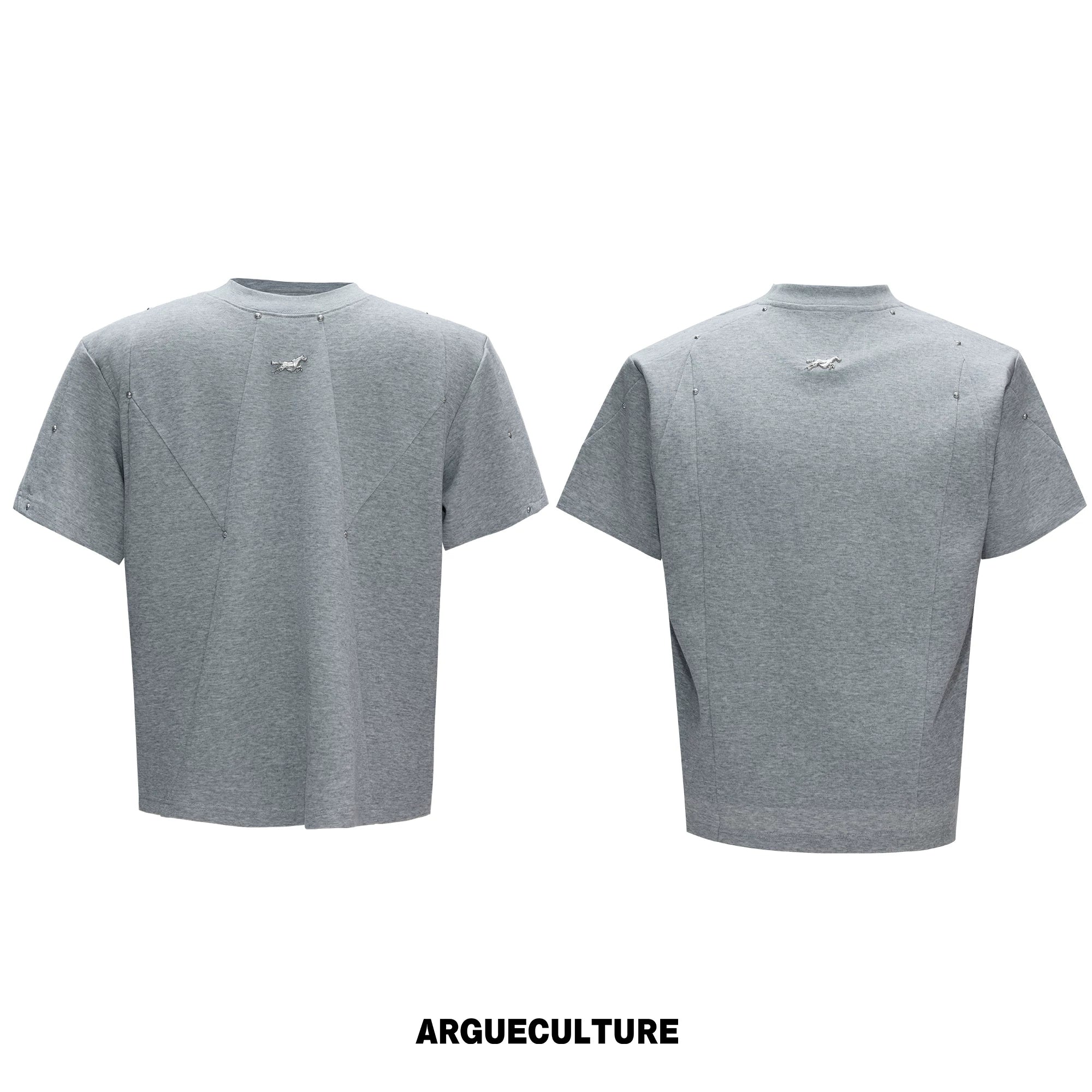 Rivet-Detail Boxy T-Shirt | Unisex Avant-Garde Style - Gray Top