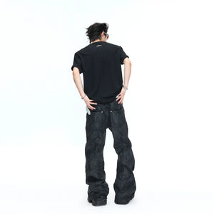 Boxy Black V-Neck Rivet T-Shirt with Mesh Lining - main image 3
