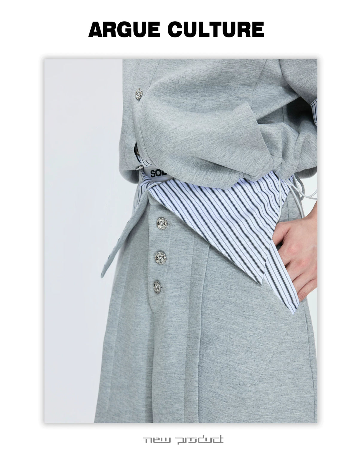Mock-Layer Striped Polo Top and Pants Streetwear Set - description image 9