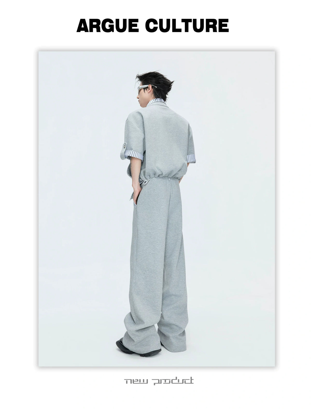 Mock-Layer Striped Polo Top and Pants Streetwear Set - description image 14