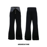 Mock-Layer Striped Polo Top and Pants Streetwear Set - Xiqiang Black Pants