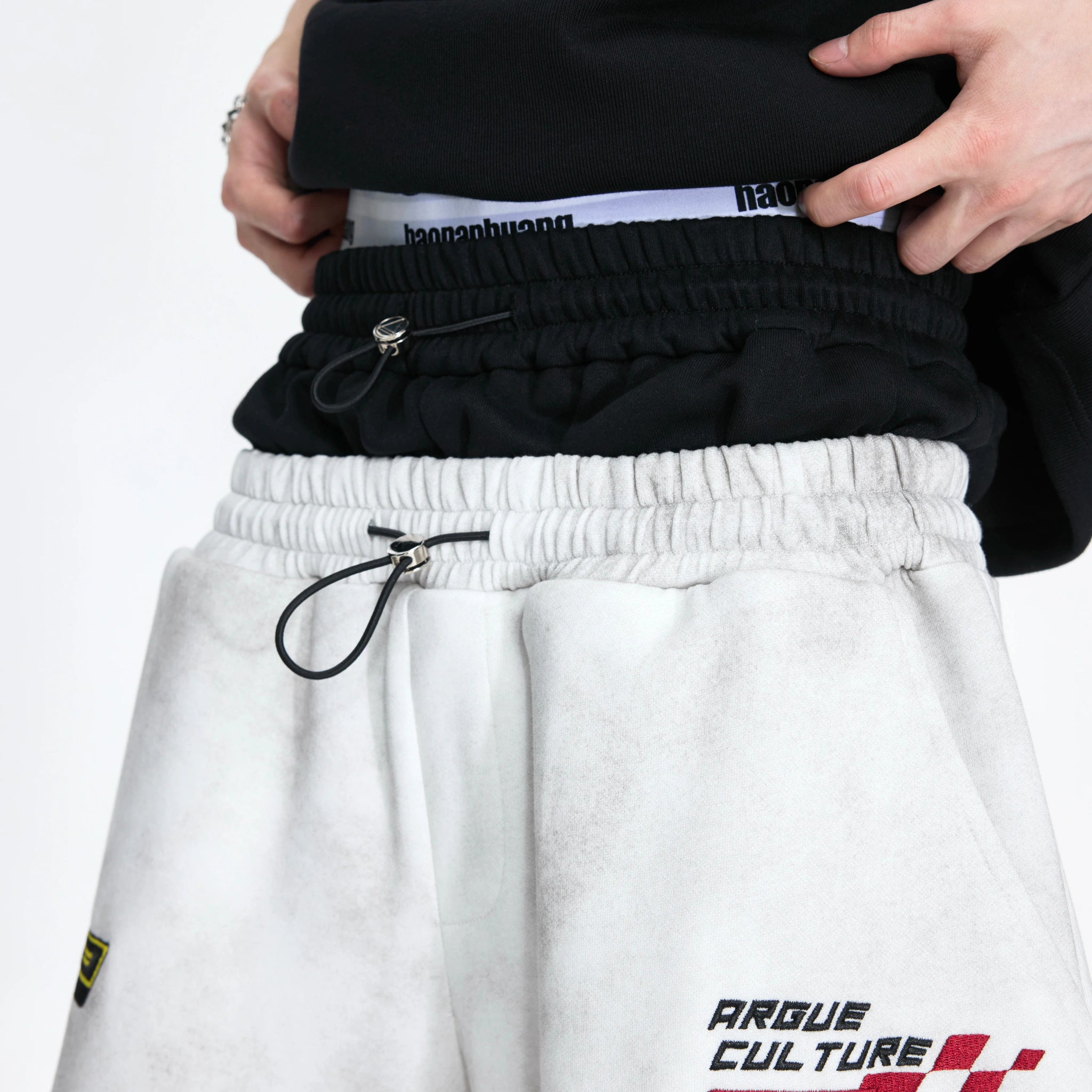 Racing Color-Block Straight-Leg Pants | Washed Cotton - main image 5