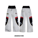 Racing Color-Block Straight-Leg Pants | Washed Cotton - White Pants