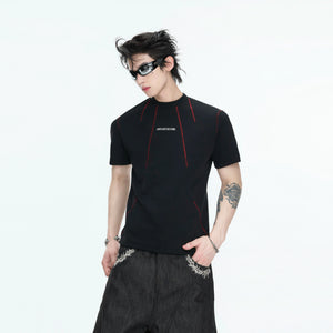 Contrast-Stitch Structural Cotton Blend T-Shirt - main image 1