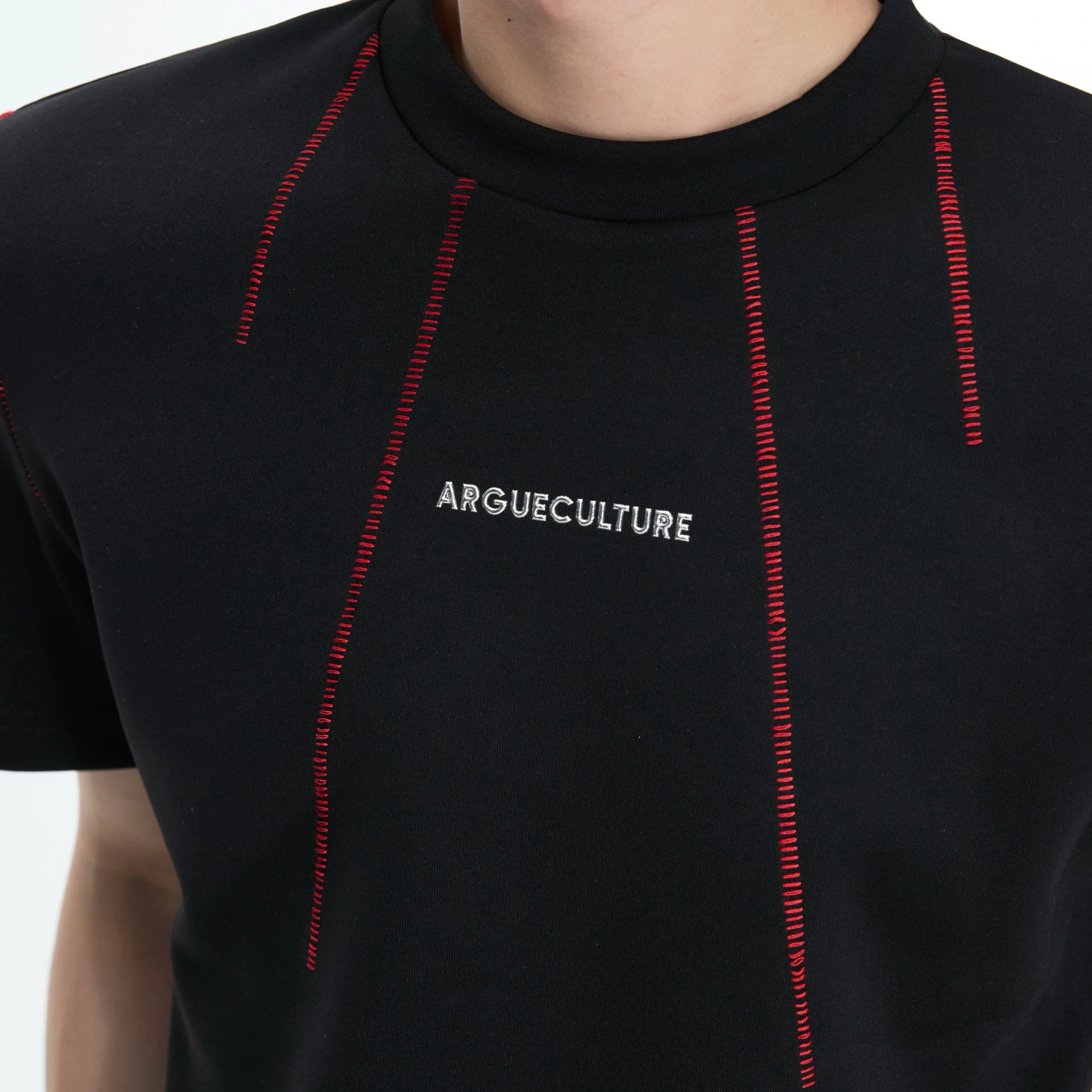 Contrast-Stitch Structural Cotton Blend T-Shirt - main image 4