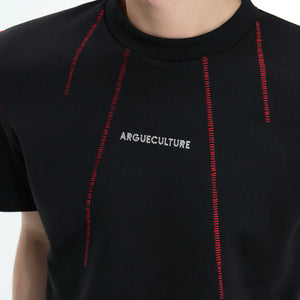 Contrast-Stitch Structural Cotton Blend T-Shirt - main image 4