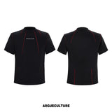 Contrast-Stitch Structural Cotton Blend T-Shirt - Black Top