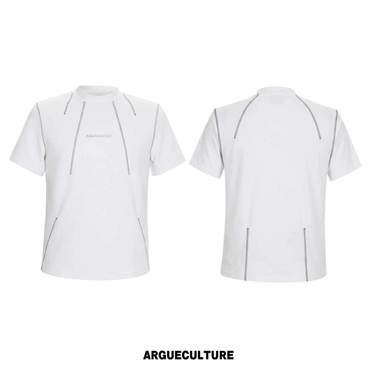 Contrast-Stitch Structural Cotton Blend T-Shirt - White Top