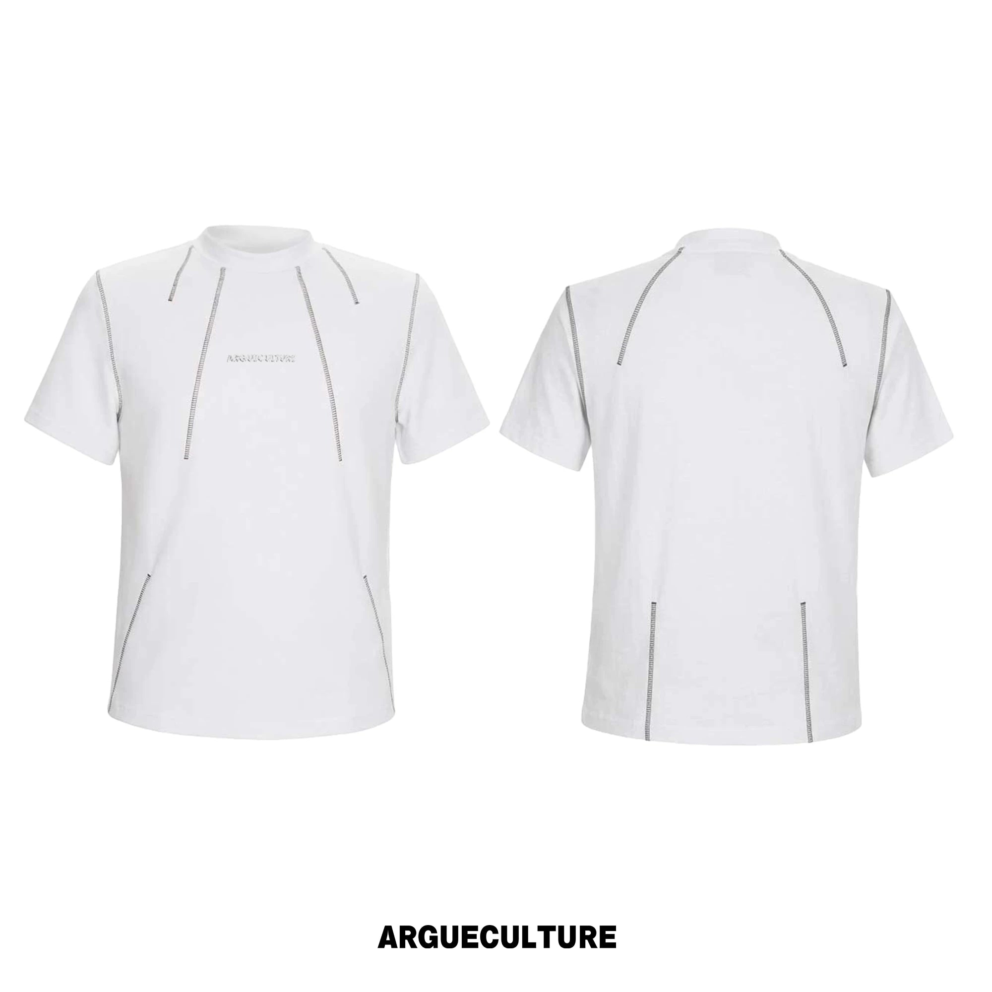Contrast-Stitch Structural Cotton Blend T-Shirt - White Top