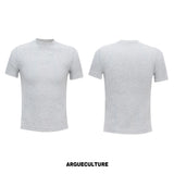Contrast-Stitch Structural Cotton Blend T-Shirt - Gray Top